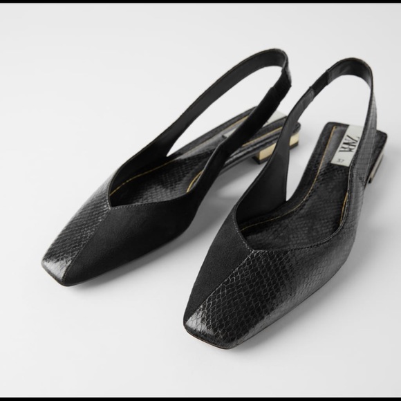 Zara black slingback flats NWT - Picture 1 of 6